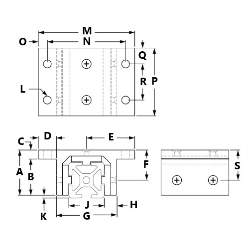 dimensions-ECONOMY DOUBLE FLANGE SINGLE WIDE LINEAR BEARINGS - SHORT