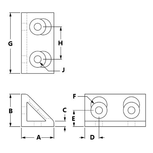 Picture of 664032 - 4 Hole Horizontal Inside Corner Gusset