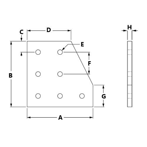Picture of 653066 - 7 Hole 90° Joining Plate Stacked
