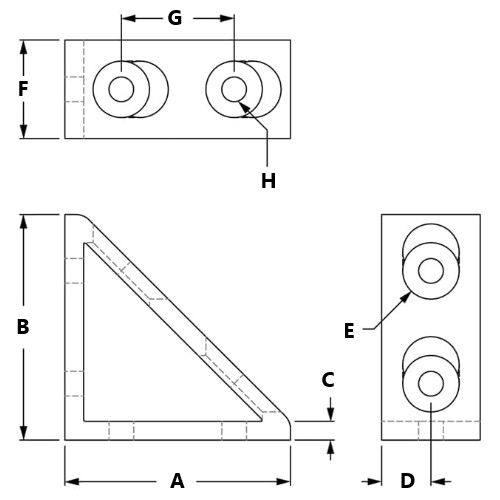 Picture of 653169 - 4 Hole Vertical Inside Corner Gusset