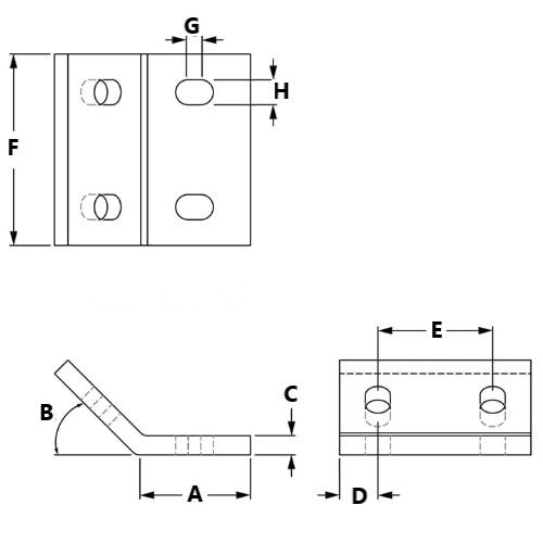 Picture of 653291 - 4 Hole 45° Horizontal Angle Joining Plate