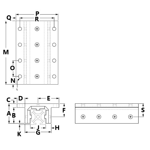 dimensions-ECONOMY DOUBLE FLANGE SINGLE WIDE LINEAR BEARINGS - SHORT