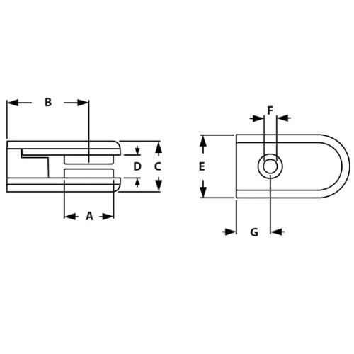 dimensions-GLASS PANEL CLAMPS