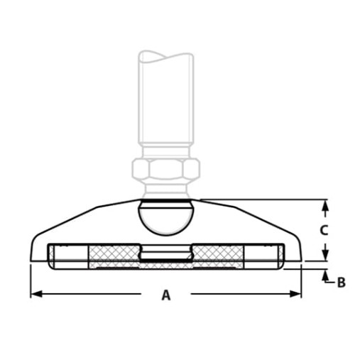 Dimensions-Base for Swivel Feet with Anti-slip